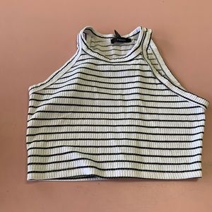 Navy & white crop top